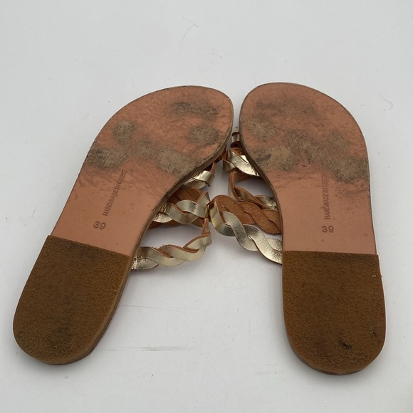 Ancient Greek Elegant Gold Sandals women 39 casual leather handmade vacation Y2K - Picture 6 of 8